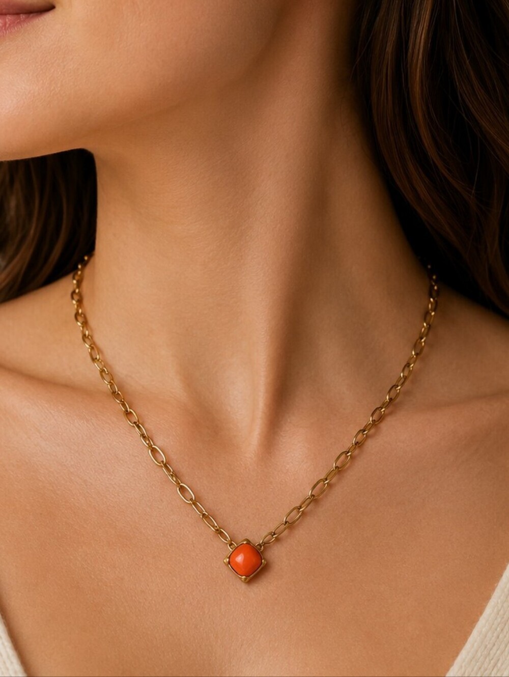 3/$30 LIA SOPHIA Adjustable Chain Necklace Acrylic Diamond Shape Pendant
